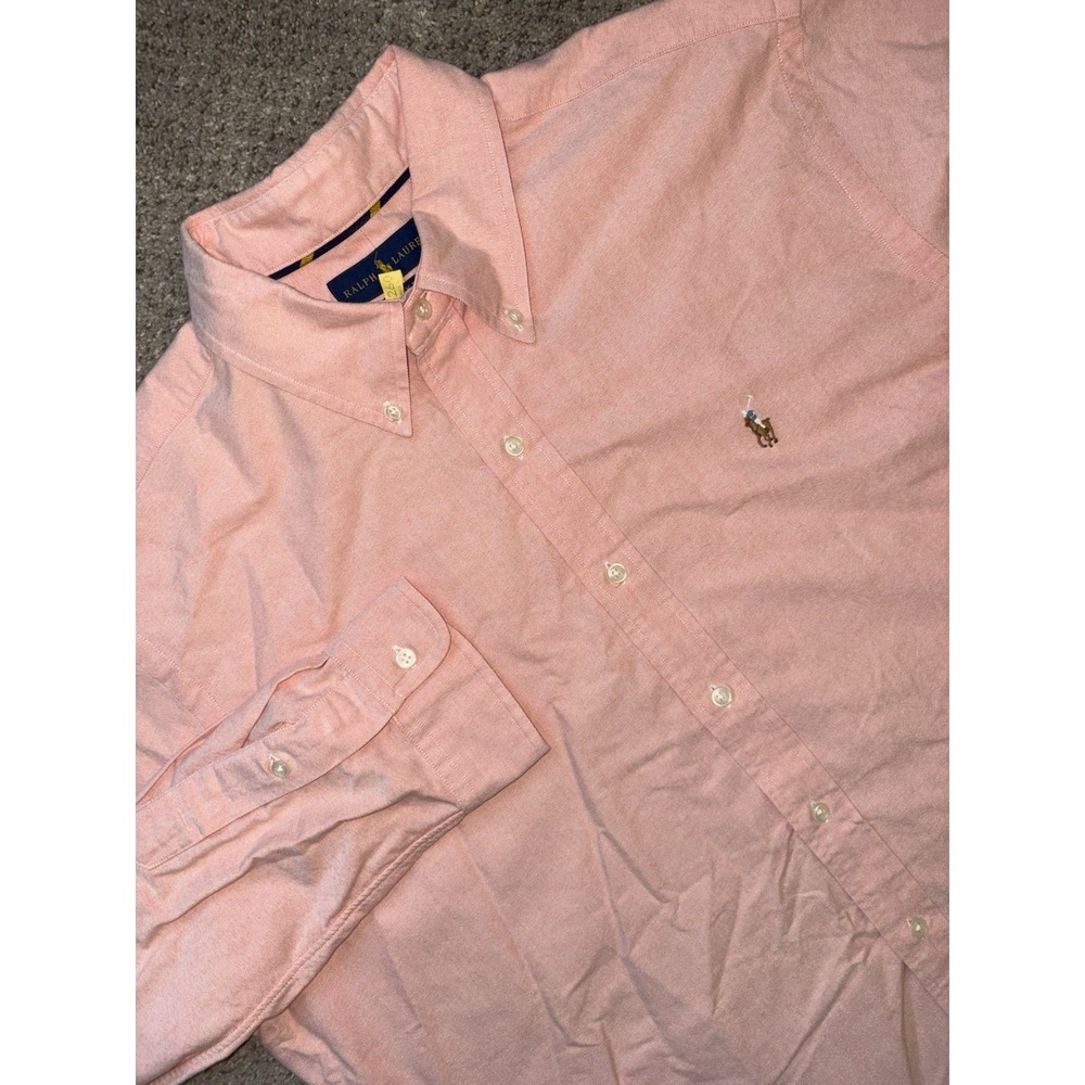 Polo Ralph Lauren Mens XL Button Down Shirt Classic Fit Solid Coral Peach
